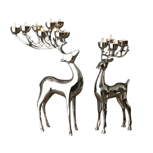 ALUMINIUM DEER T-LIGHT CANDLE HOLDER (POLISH)